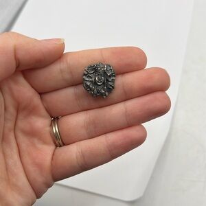 Vintage Hat Stick Pin Hatpin Collectible Sterling Face Art Nouveau Aztec Indian